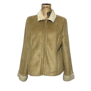 Faux Leather & Fur Zip Up Coat XL